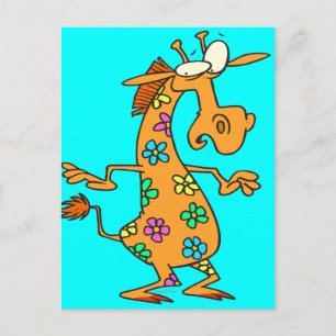 briljante hippie bloemen giraffe cartoon briefkaart