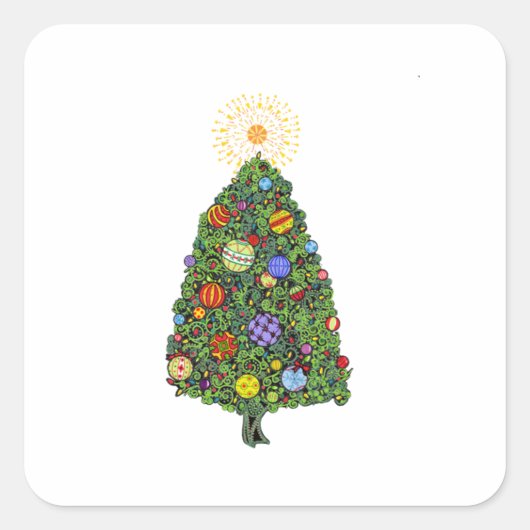 Briljante kerstboom vierkante sticker (Voorkant)