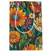 Briljante kleur Mozaïek Bloemen Medium Cadeauzakje (Voorkant)