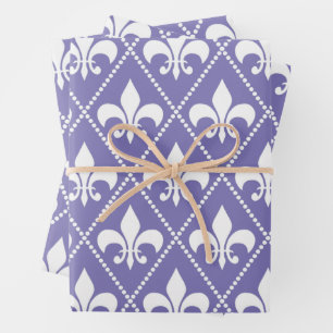Briljante Paarse Fleur de Lis Inpakpapier Vel