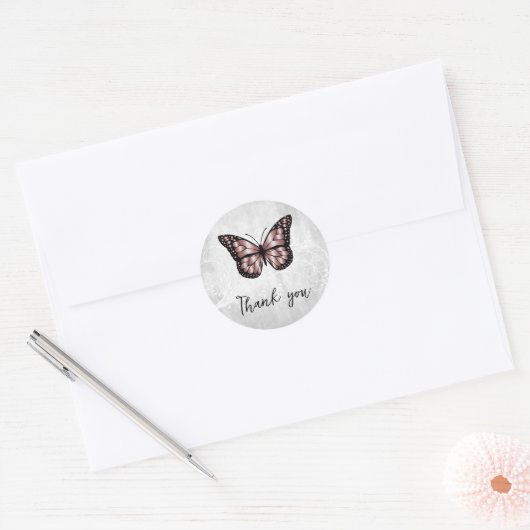Briljante roze vlinder Hartelijk dank Ronde Sticker (Envelop)