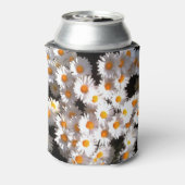 Briljante witte dagen op zwarte Florale kunst Blikjeskoeler (Blikje Achterkant)