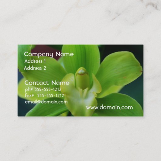 Briljantgroene orchidee visitekaartje (Voorkant)