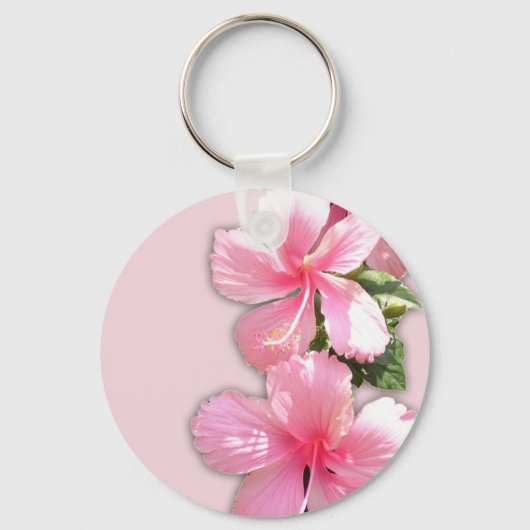 Briljantroze Hibiscus Flowers Sleutelhanger (Voorkant)