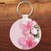 Briljantroze Hibiscus Flowers Sleutelhanger (Voorkant)