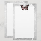 Briljantroze vlinderstationerie briefpapier (Voorkant / Achterkant)
