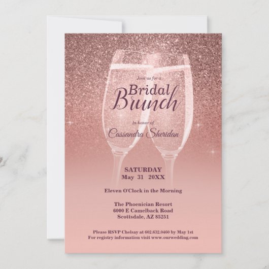 Brillant Brunch nuptial Sparkle Invitation (Devant)