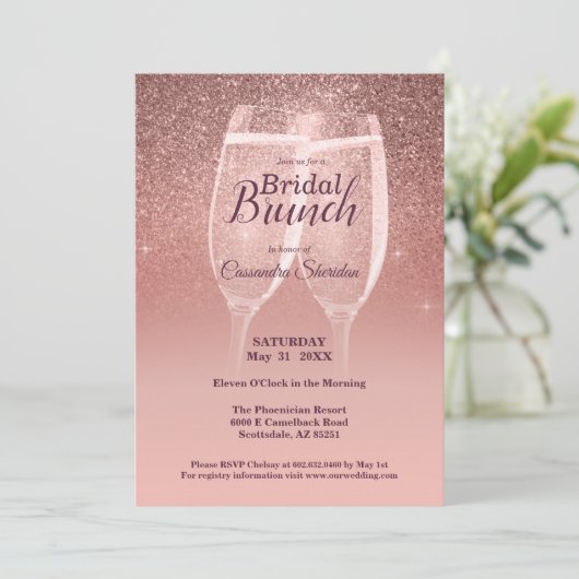 Brillant Brunch nuptial Sparkle Invitation (Debout devant)