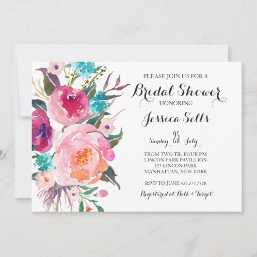 Brillant Floral nuptiale invitation (Devant)