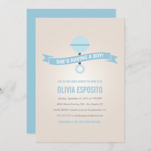 BRILLANT | INVITATIONS DE DOUCHE BÉBÉ (Devant / Derrière)