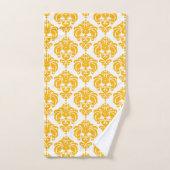 Brillant Jaune et Blanc Glam Royal Damask (Serviette à main)
