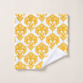 Brillant Jaune et Blanc Glam Royal Damask (Gant de toilette)
