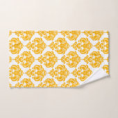 Brillant Jaune et Blanc Glam Royal Damask (Serviette à main)