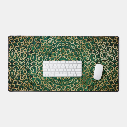Brillant Mandala Art Zen Boho Vert Et Or Design (Clavier et souris)