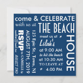 brillant ; plage - invitation à la fête à thème (Dos)