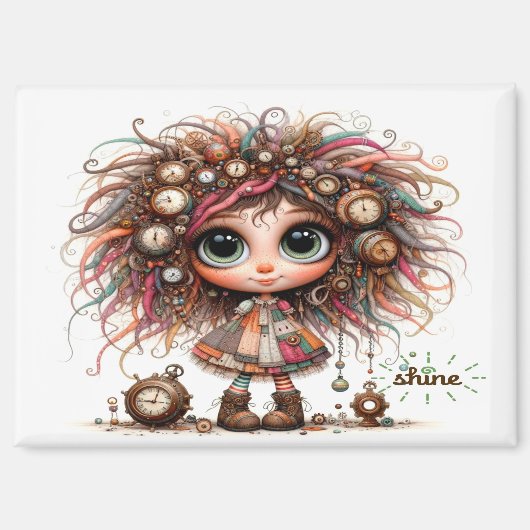 Brillante fille Steampunk 7300 Magnet (Recto)