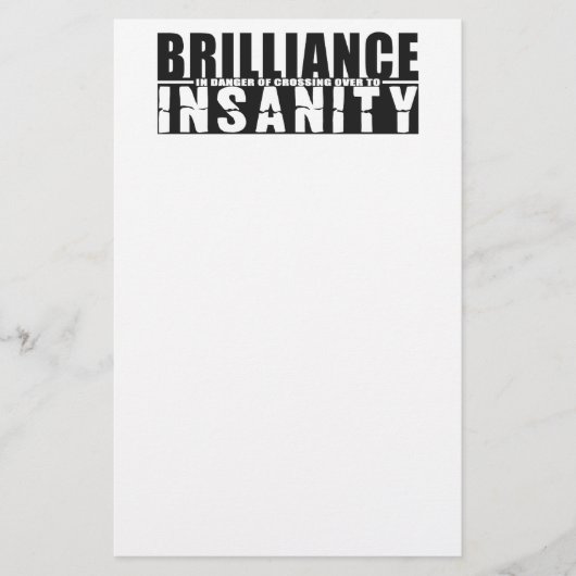 BRILLIANCE VS INSANITY custom briefpapier (Voorkant)