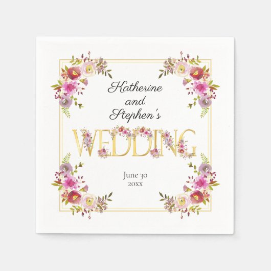 Brilliant Blooms | Gouden Letters Waterverf Bruilo Servet (Voorkant)