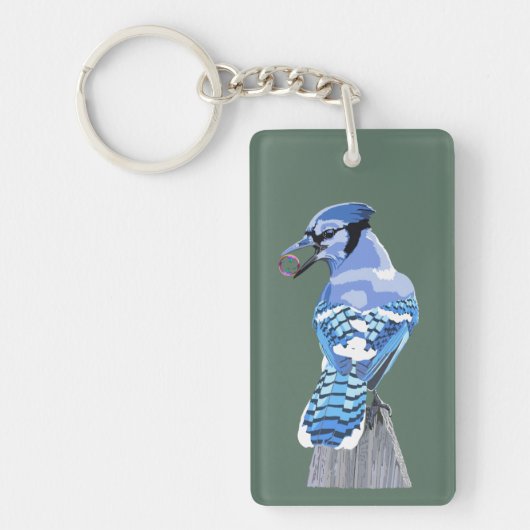 Brilliant Blue Jay Sleutelhanger (Voorkant)