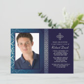 Brilliant Blue Photo Invitation (Horizontal) (Debout devant)