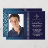 Brilliant Blue Photo Invitation (Horizontal) (Devant / Derrière)