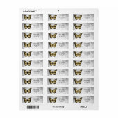 Brilliant Gold Butterfly-adreslabel Etiket (Full Sheet)