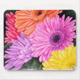 BRILLLIANT-COLORED GERBER DAISIES MOUSEPAD MUISMAT