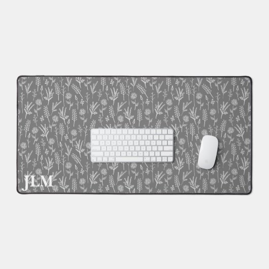 Brindilles blanches simples sur un monogramme gris (Clavier et souris)