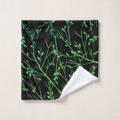 Brindilles vertes sur noir (Gant de toilette)