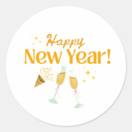 Brindis con Champán y Explosión de Fiesta de Año N Ronde Sticker