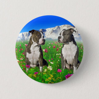 Brindle & Blue Staffordshire & Pit Bull Dogs Ronde Button 5,7 Cm