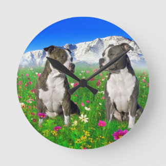 Brindle & Blue Staffordshire & Pit Bull Dogs Ronde Klok