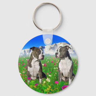 Brindle & Blue Staffordshire & Pit Bull Dogs Sleutelhanger