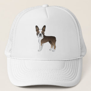 Brindle Boston Terrier Cartoon Dog Illustratie Trucker Pet