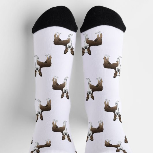 Brindle Boston Terrier Cartoon Dog Pattern Sokken (Top)