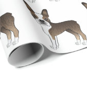 Brindle Boston Terrier Cute Cartoon Dog Pattern Cadeaupapier (Rol Hoek)