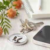 Brindle Boston Terrier Dog Head & Custom Name Sleutelhanger (Zijkant)