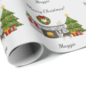 Brindle Boston Terrier in een feestelijke kerstzaa Cadeaupapier (Rol Hoek)
