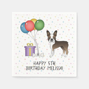 Brindle Boston Terrier Schattige Cartoon Hond - Ve Servet