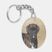 Brindle Boxer Dog Permanent Sleutelhanger (Voorkant Links)