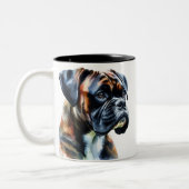 Brindle Boxer in Waterverf Tweekleurige Koffiemok (Links)