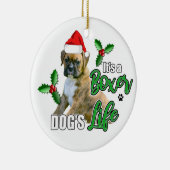 Brindle Boxer Puppy kerstversiering Keramisch Ornament (Rechts)