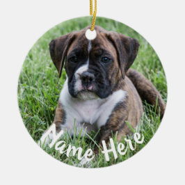 Brindle Boxer Puppy kerstversiering Keramisch Ornament