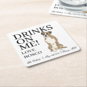 Brindle Boxer Wedding Vierkante Kartonnen Onderzetter (Schuin)