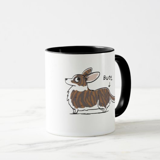 Brindle Cardigan Corgi Butt Mok (Voorkant rechts)