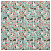 brindle corgi - bloemenmunt stof (Swatch)