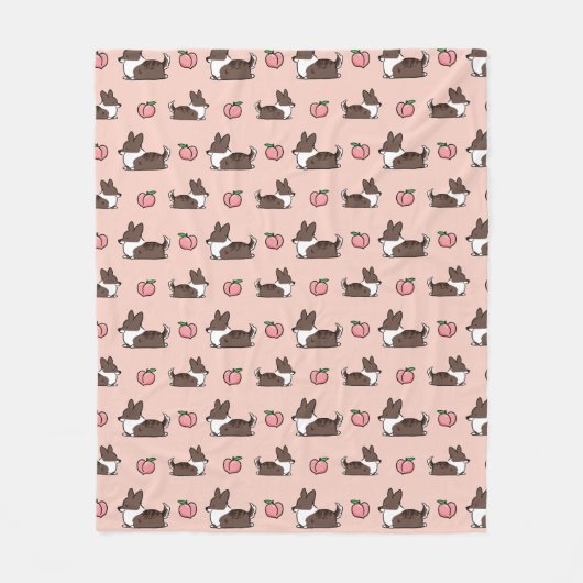 Brindle Corgi Peach Sploot Fleece Blanket (Voorkant)