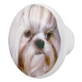 Brindle en White Shih Tzu Dog Keramische Knop (Rechts)