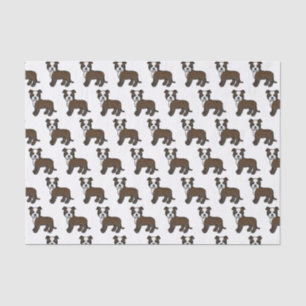 Brindle en White Staffie Cute Cartoon Dog Pattern Tissuepapier