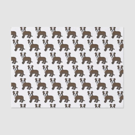 Brindle en White Staffie Cute Cartoon Dog Pattern Tissuepapier (Voorkant)